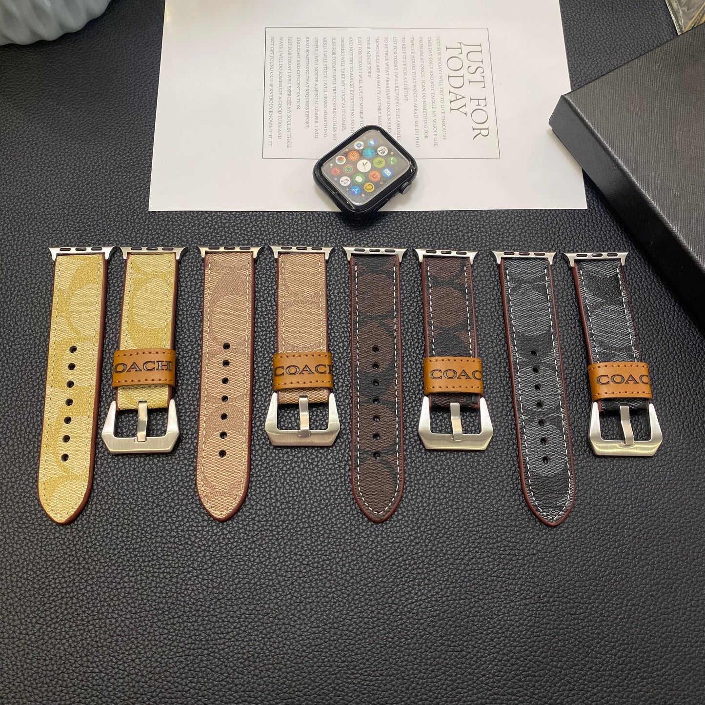 Kožený řemínek Apple Watch Black-YHK244221710