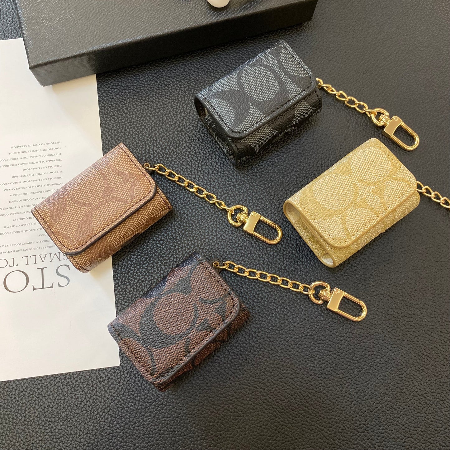 Luxusní pouzdra na AirPods Pro Coach Tmavě hnědá-YH240425