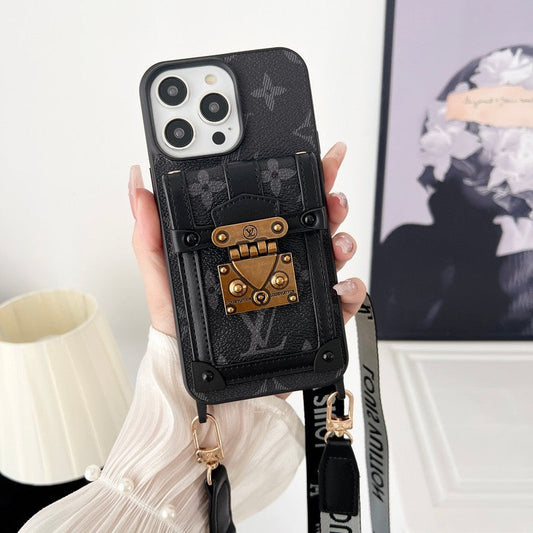 Luxusní černé & Bílé pouzdro na iPhone Crossbody Chain