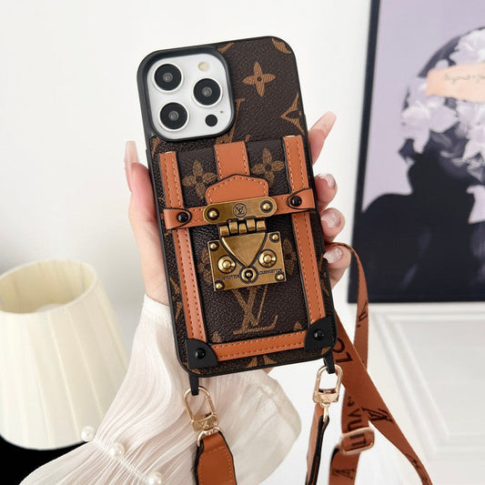 Luxusní hnědé pouzdro na iPhone Crossbody Chain