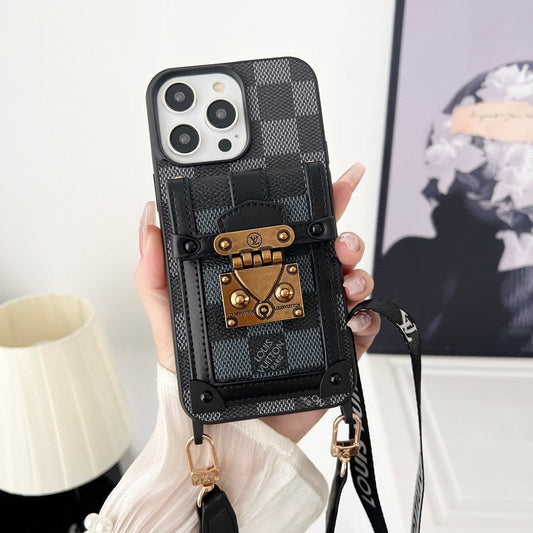 Luxusní černé & Bílé pouzdro na iPhone Crossbody Chain