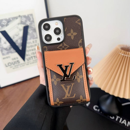 Capa para iPhone colorida com bolsa de cartão luxuosa