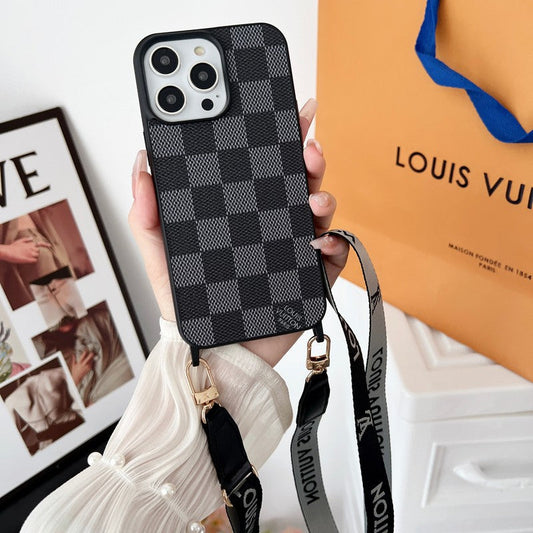 Luxusní Black & Bílé Crossbody pouzdro na iPhone
