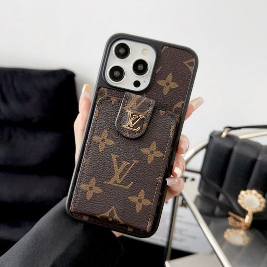 Capa para iPhone com bolsa de cartão clássica luxuosa