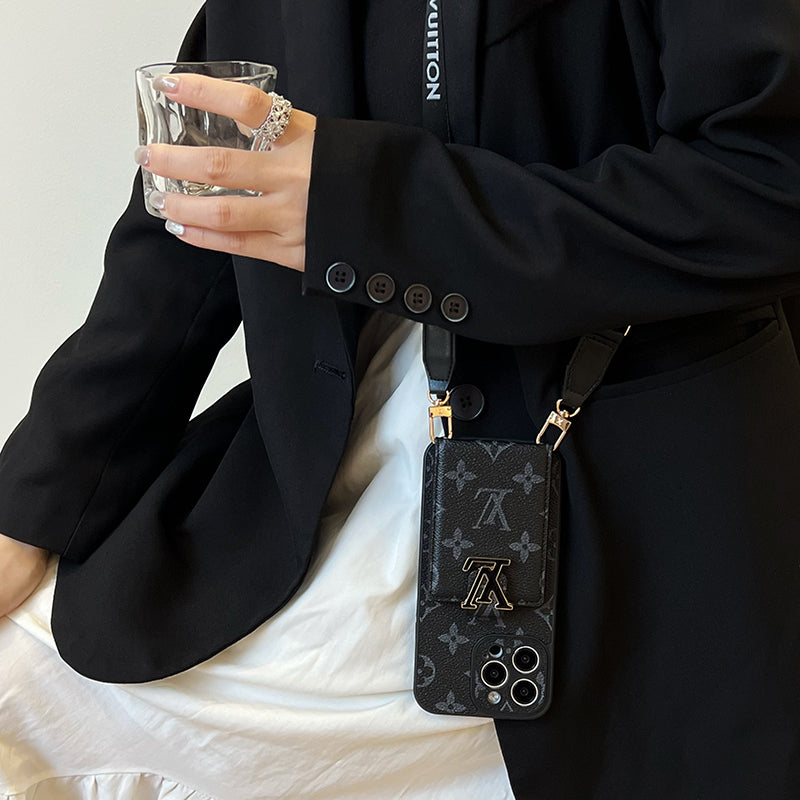 Luxusní Card Bag Řetízkové černé pouzdro na iPhone