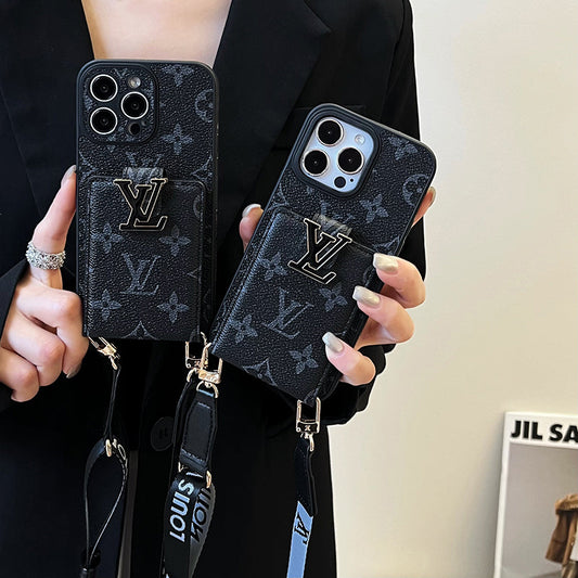Luxusní Card Bag Řetízkové černé pouzdro na iPhone
