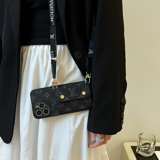Luxusní Card Bag Řetízkové černé pouzdro na iPhone