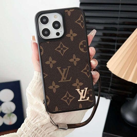 Luxusní klasické hnědé řetízkové pouzdro na iPhone