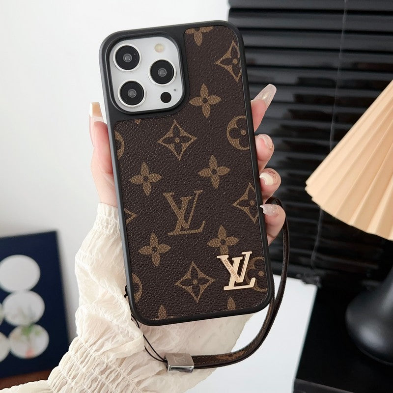 Luxusní klasické hnědé řetízkové pouzdro na iPhone