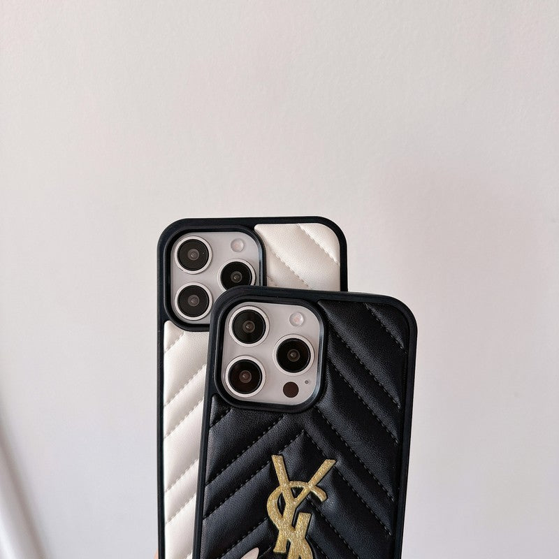 Saint Black & Bílé kožené pouzdro na iPhone