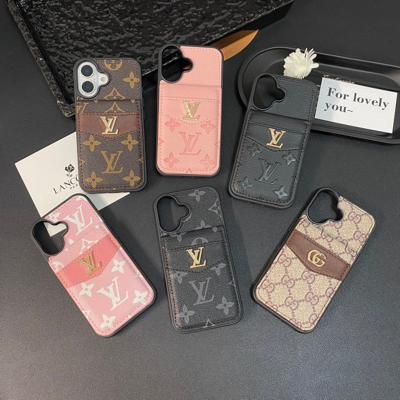 Luxusní Card Bag Klasické barevné pouzdro na iPhone