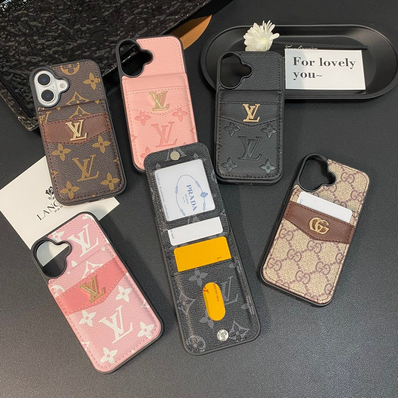 Luxusní Card Bag Klasické barevné pouzdro na iPhone