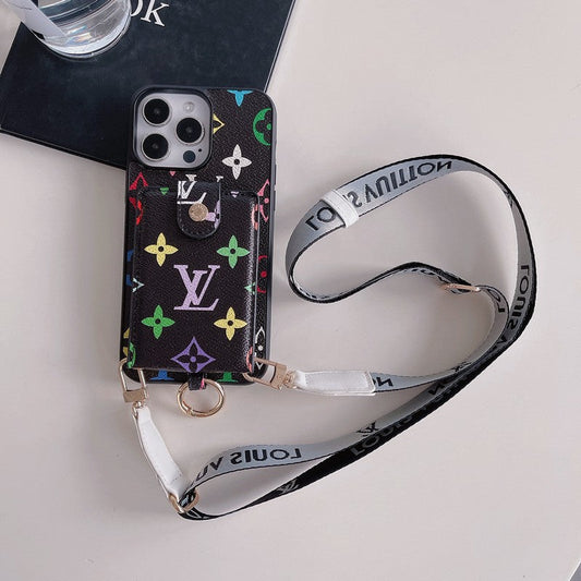 Bolsa de cartão de luxo com corrente clássica para iPhone