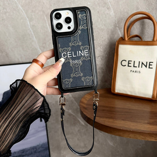 Modische Handhalterung aus Leder für das iPhone 16