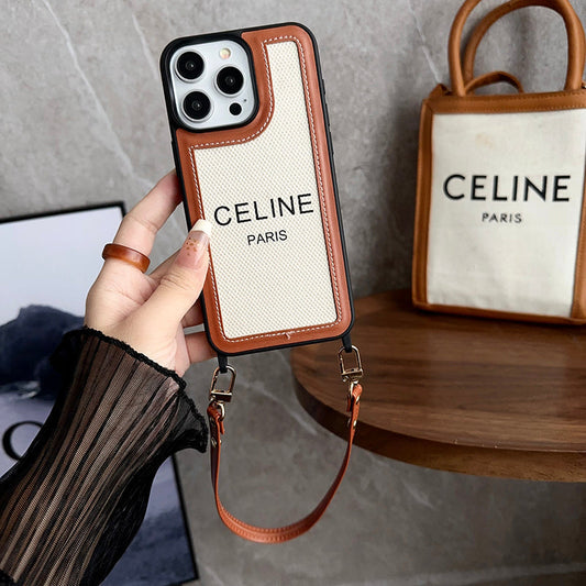 Modische Handhalterung aus Leder für das iPhone 16
