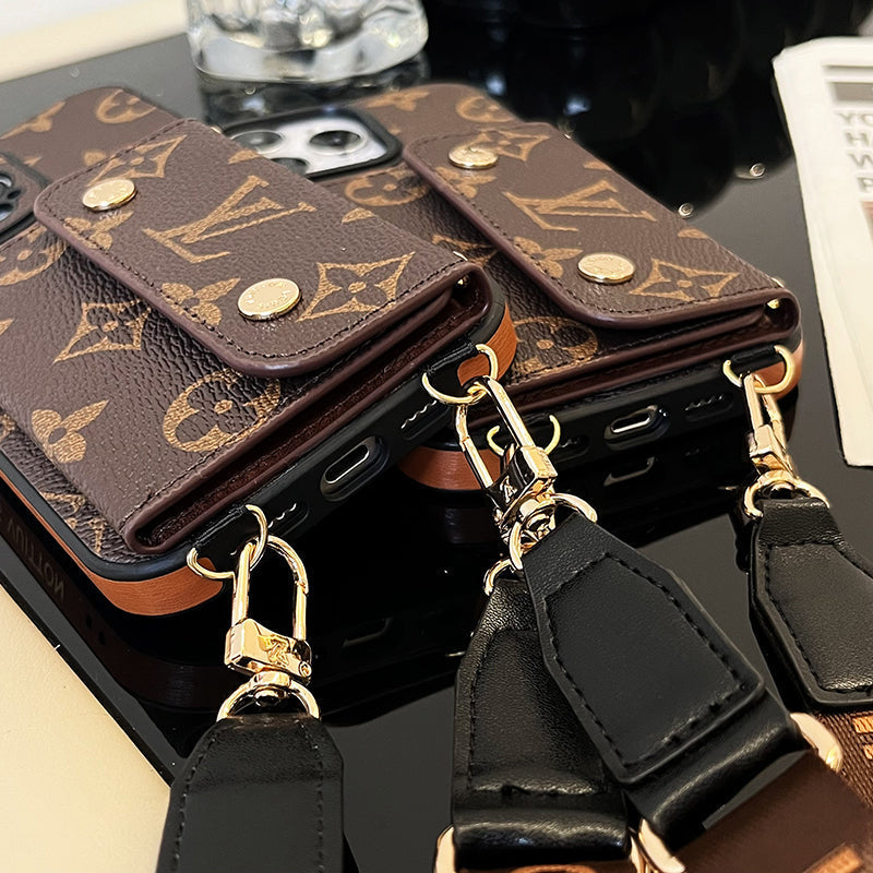 Luxusní Card Bag Řetízek Hnědé pouzdro na iPhone