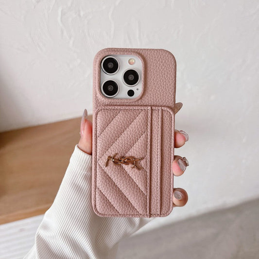 Capa para iPhone em couro colorido com bolsa Saint Card