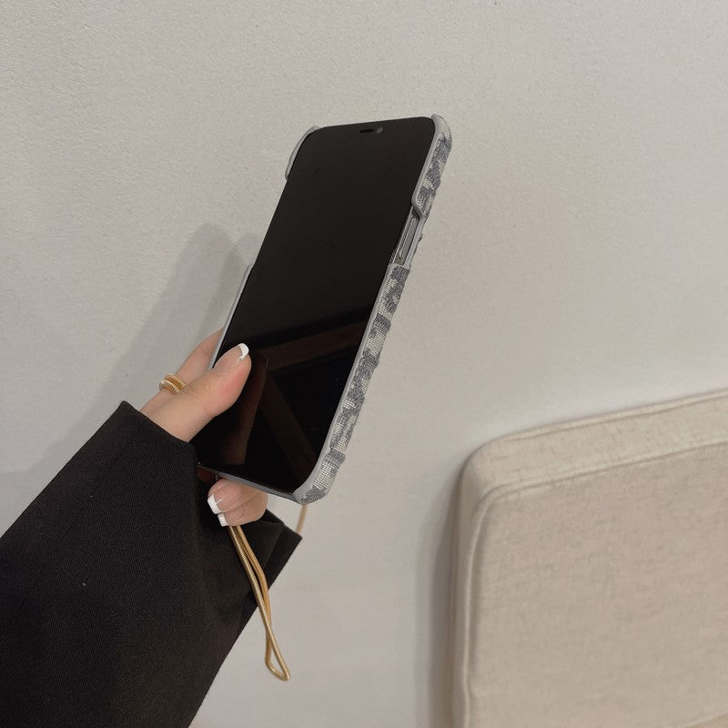 Módní černá & šedá látková taška na karty Crossbody pouzdro na iPhone