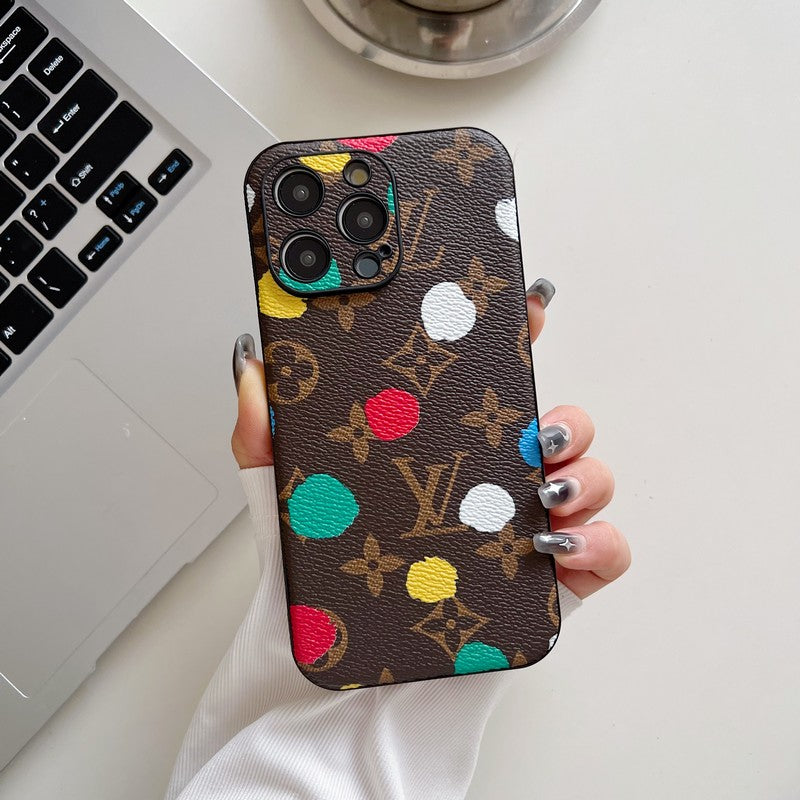 Luxusní klasické barevné kožené pouzdro na iPhone