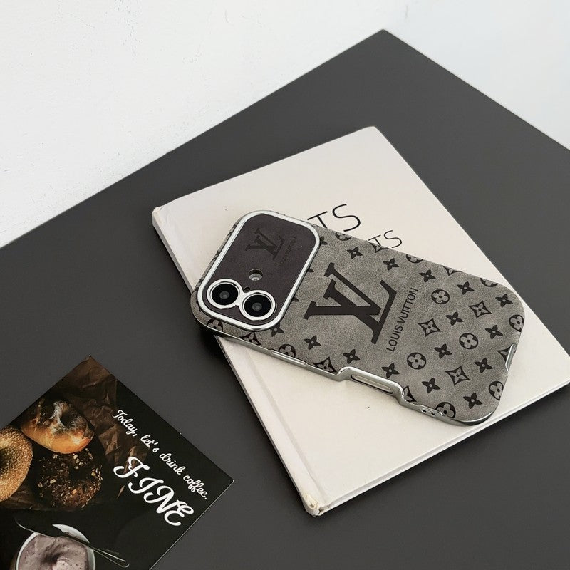 Luxusní hnědé & černé kožené pouzdro na iPhone
