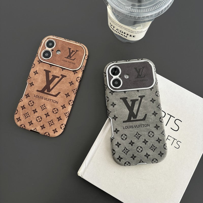 Luxusní hnědé & černé kožené pouzdro na iPhone