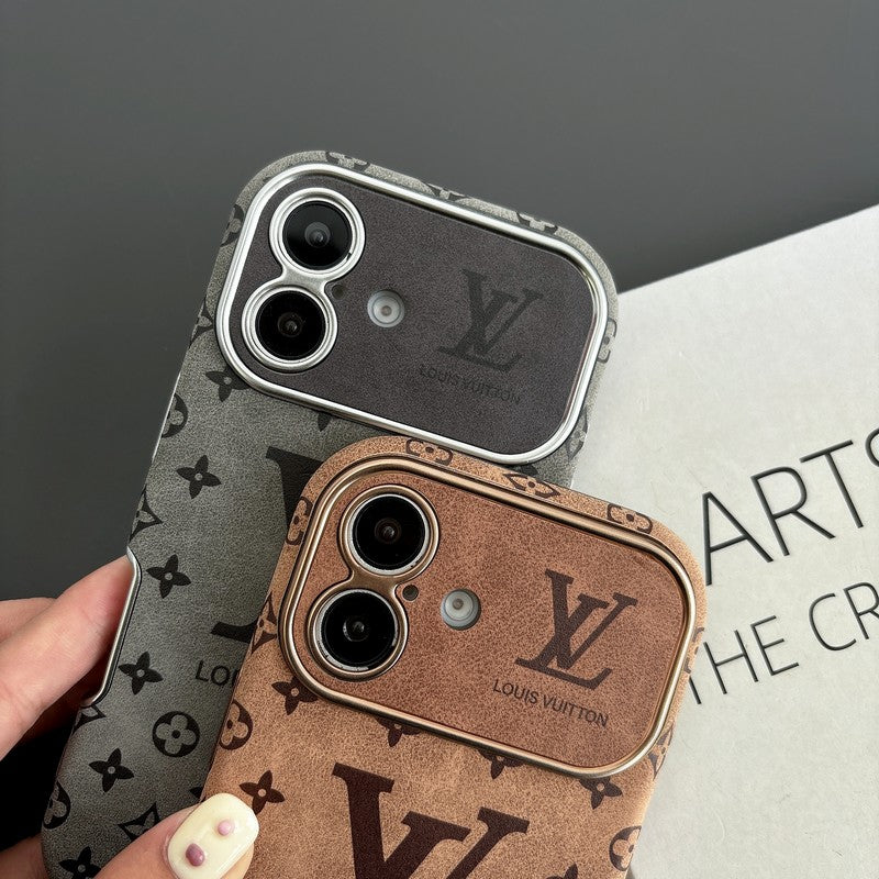 Luxusní hnědé & černé kožené pouzdro na iPhone