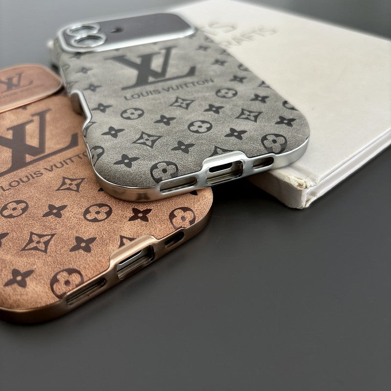 Luxusní hnědé & černé kožené pouzdro na iPhone