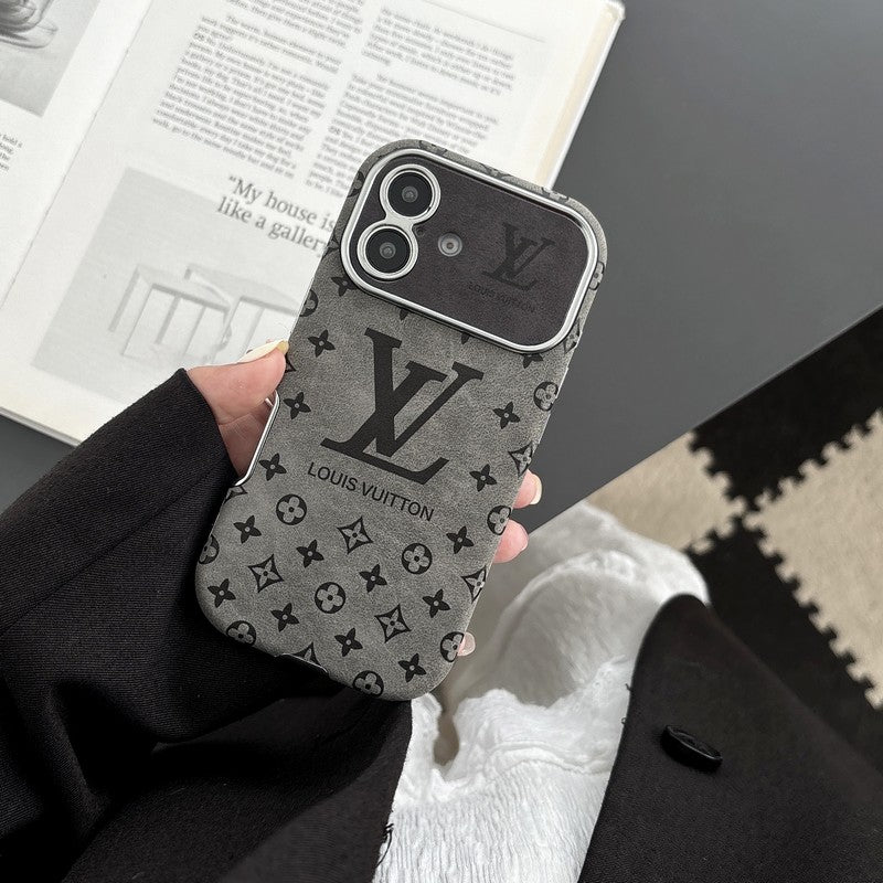 Luxusní hnědé & černé kožené pouzdro na iPhone