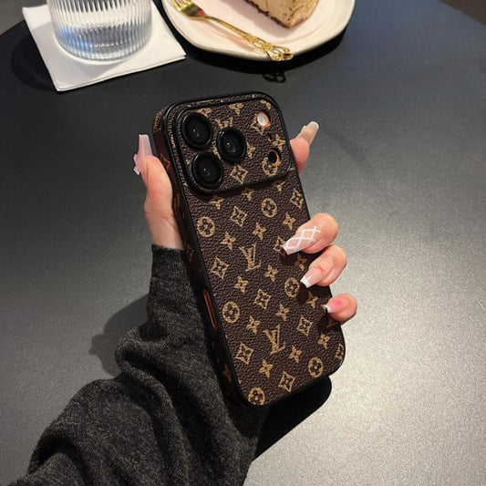 Premium Monogram læder-tekstur iPhone etui