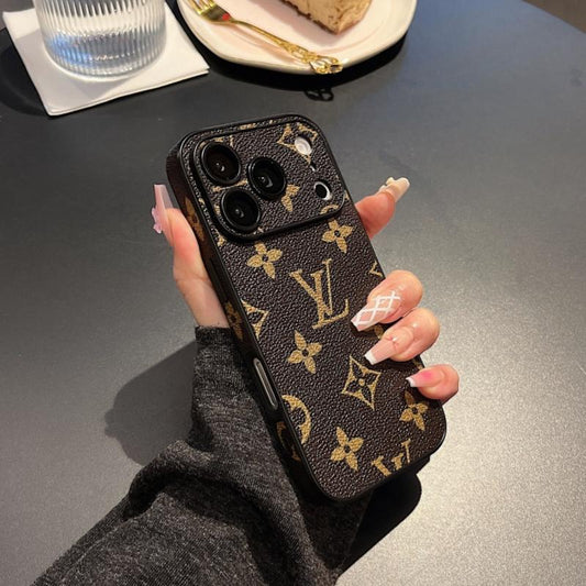 Premium Monogram læder-tekstur iPhone etui