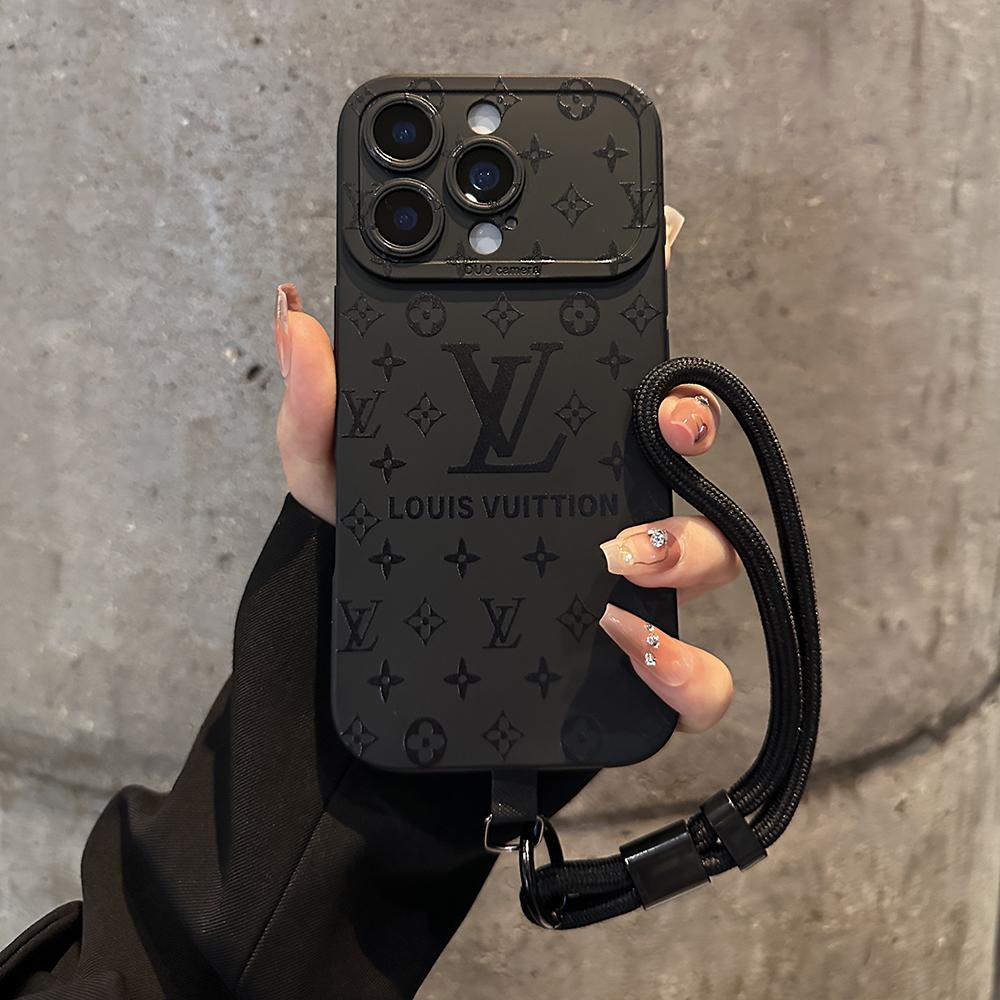 Luxusní pouzdro na iPhone s reliéfním vzorem s odnímatelným popruhem na zápěstí