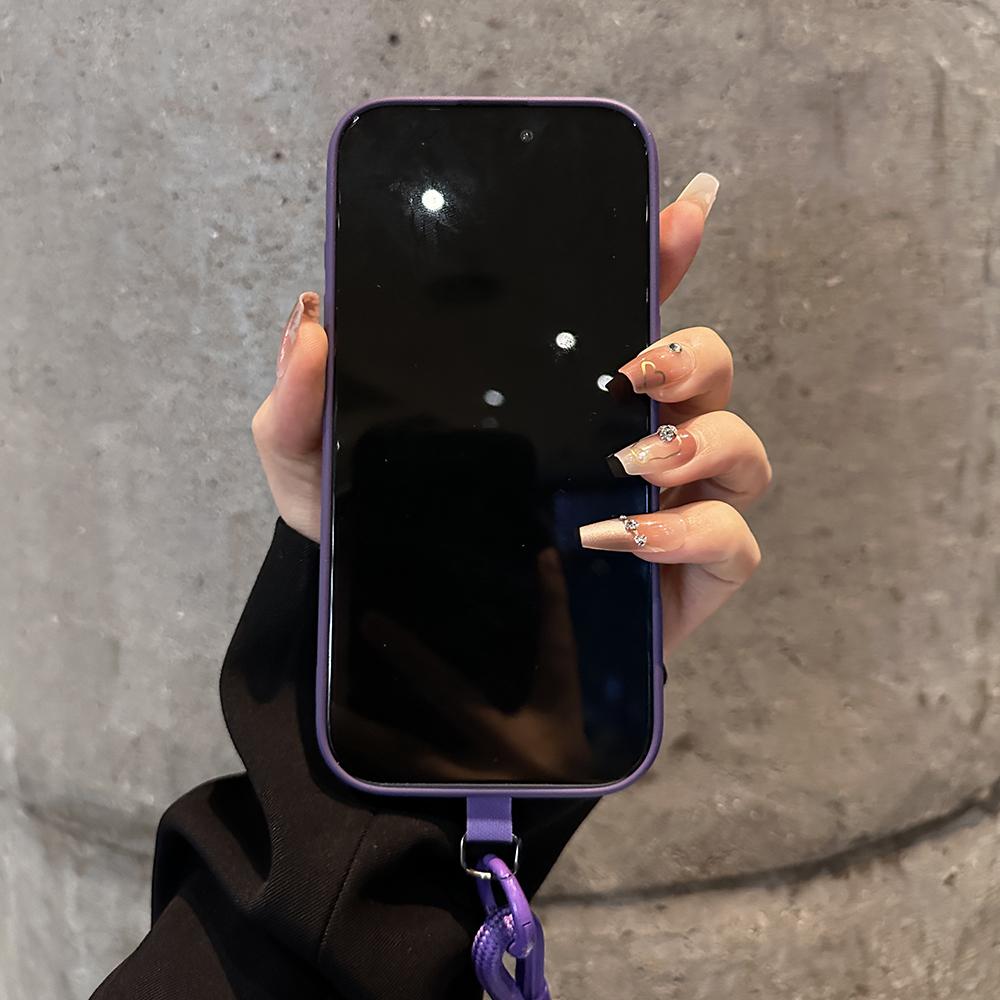 Luxusní pouzdro na iPhone s reliéfním vzorem s odnímatelným popruhem na zápěstí