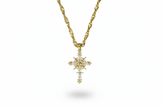 Pavé Gothic Cross Titanium Necklace  Full CZ Detail · Heavy Shine · Premium Statement