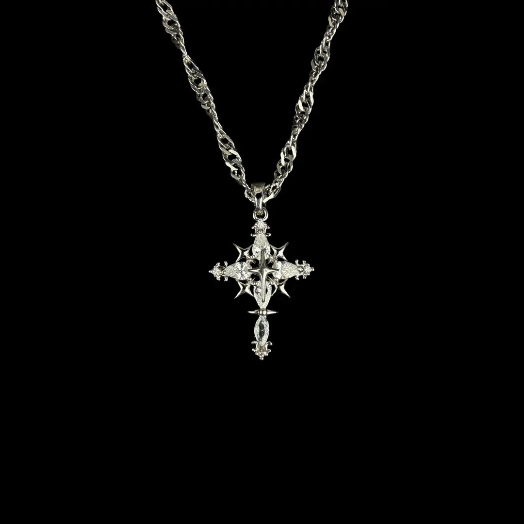 Pavé gotický kříž Titanový náhrdelník Full CZ Detail · Heavy Shine · Premium Statement