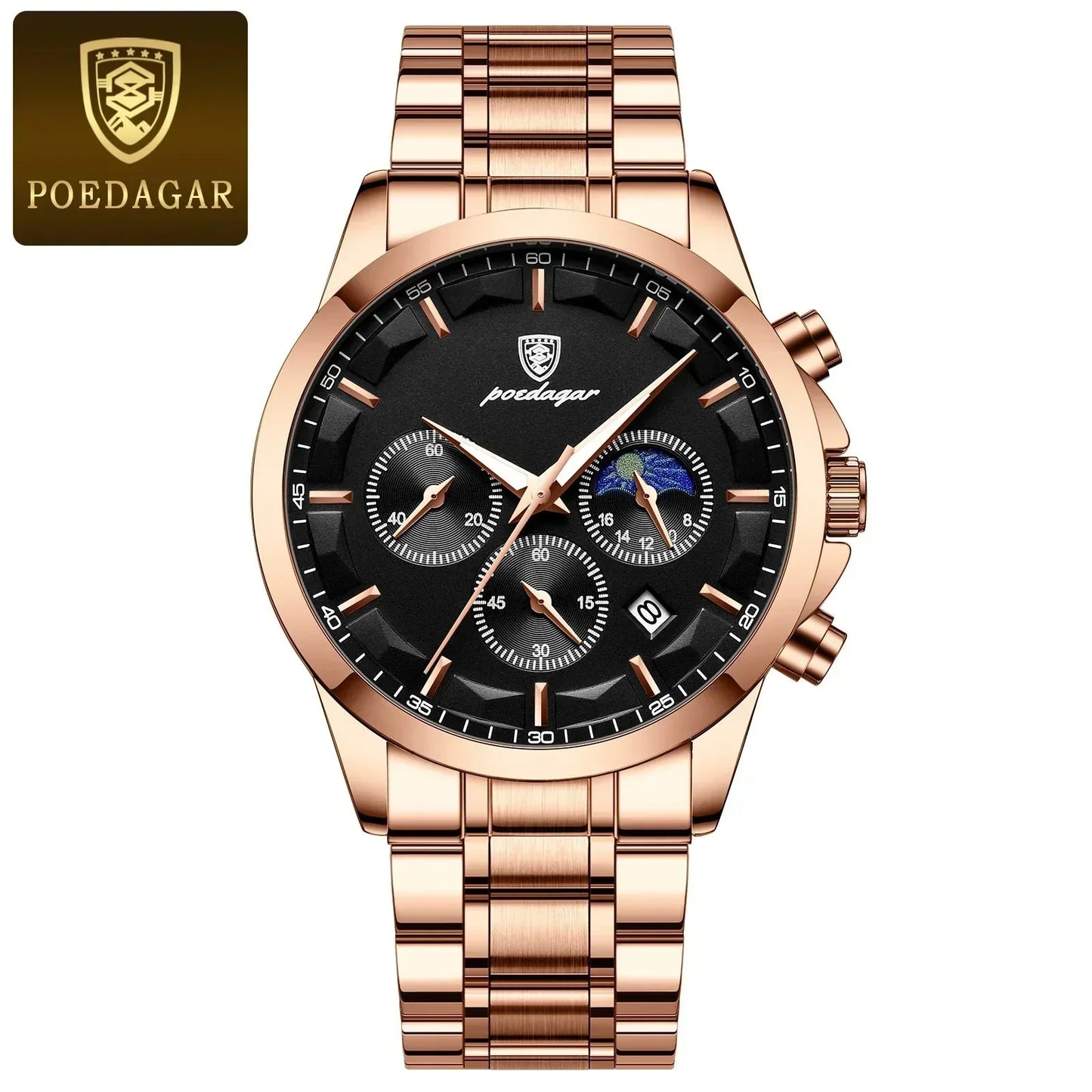 Poedagar ChronoLuxe Sport – luxusní hodinky Quartz s chronografem