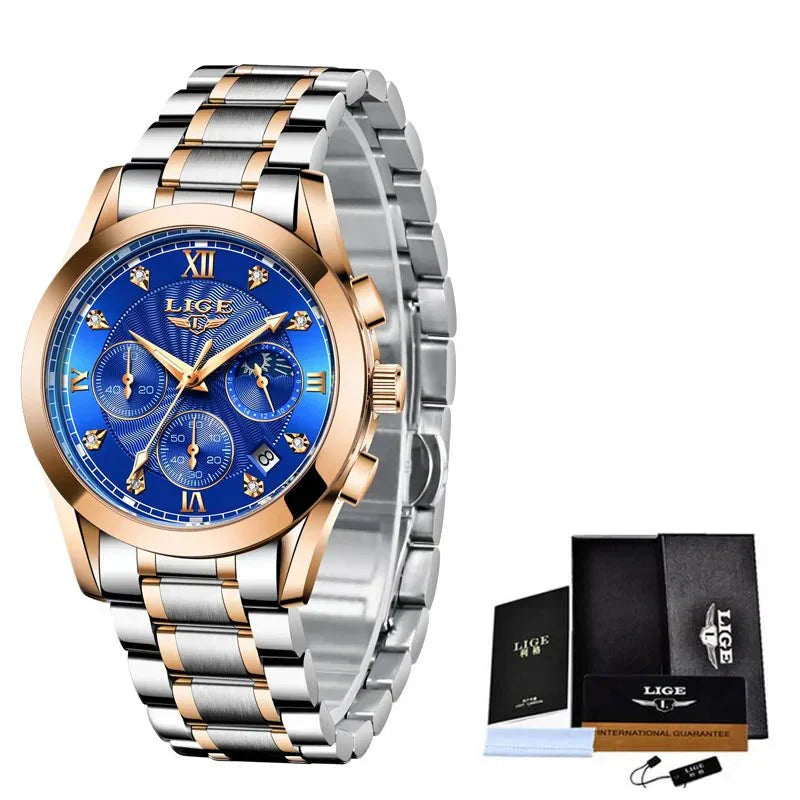 Luxusní dámské hodinky Shark & Sapphire Golden Radiance