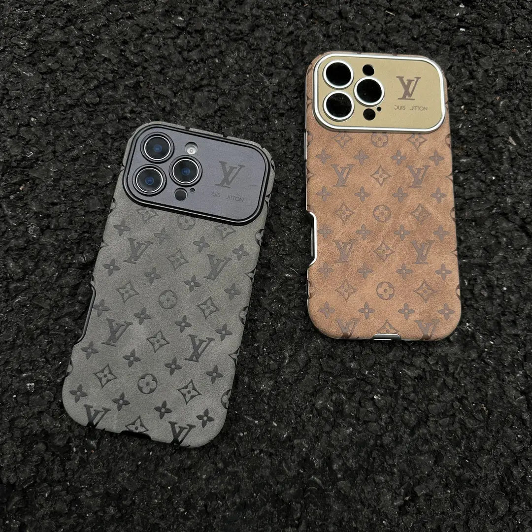 Luxusní hnědé & černé kožené pouzdro na iPhone